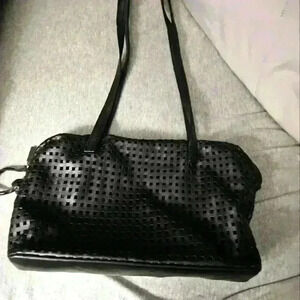 Stone Mountain- Black w square laser cut overlay. Shoulder straps. Medium